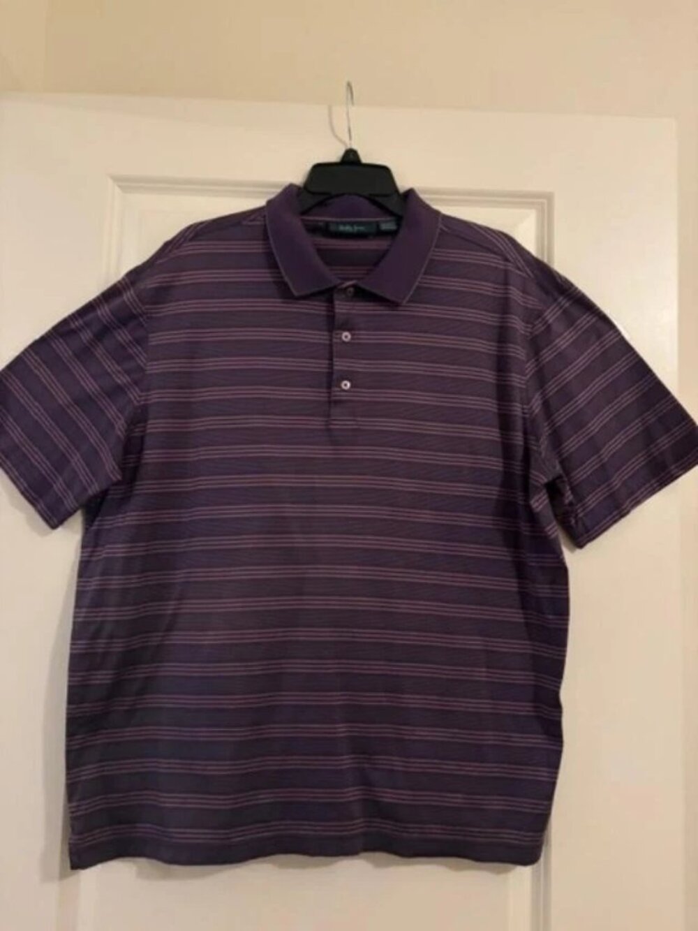 Men's Bobby Jones Golf Polo Shirt Short Sleeve Size XL Purple Stripe Cotton